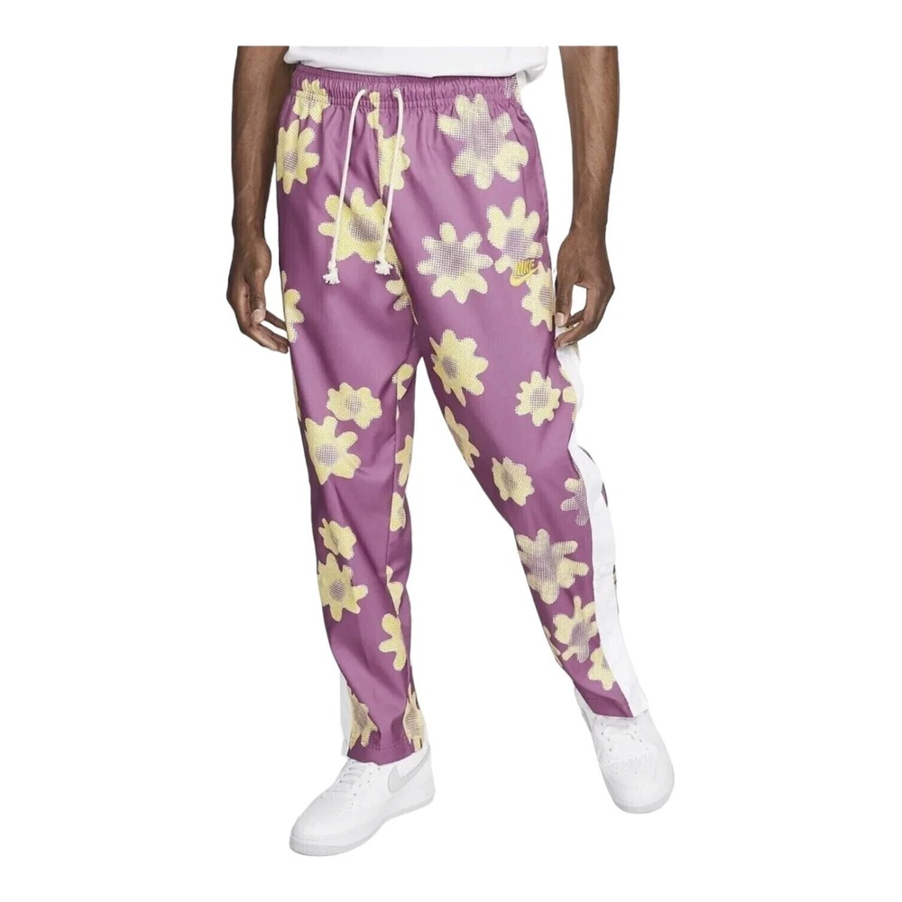 Nike DM5027-507 Tear Away Pants Mens M Purple Floral Snap Joggers Streetwear